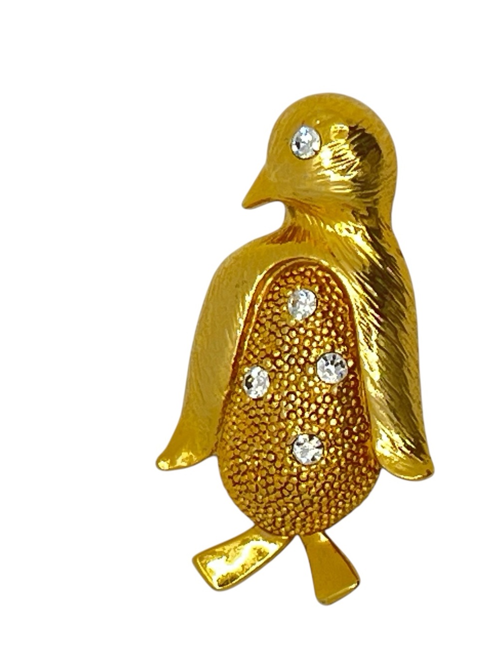 Vintage Accessories Associates Inc AAI Gold Tone Penguin Pin Rhinestones